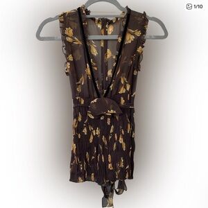 Dolce & Gabbana Chocolate Brown Silk Sleeveless Blouse Size 38-Small